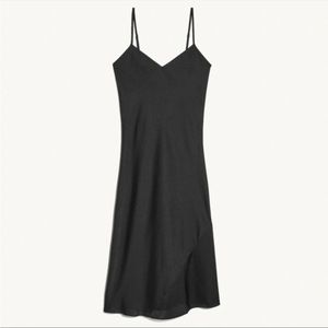 Knix Black Satin Slip Dress Midi Sleeveless V Neck